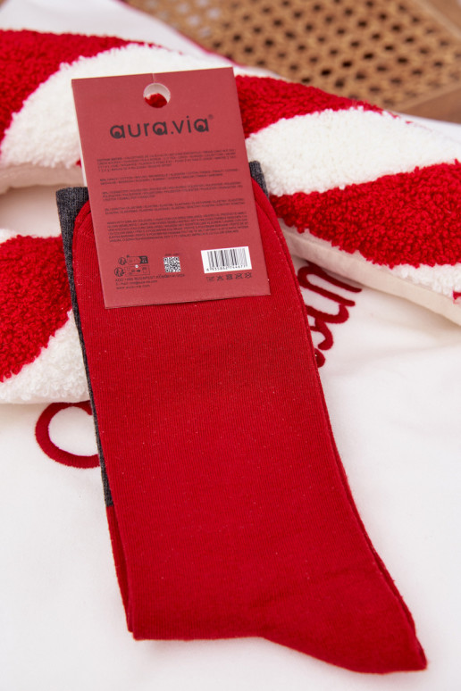 Skarpety  Christmas su užrašu I Śmiejącym Się Santa Clausem pilkos spalvos