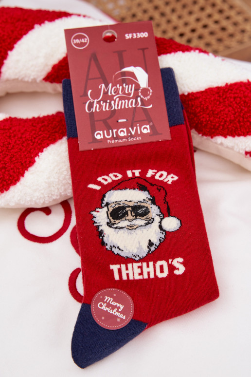 Skarpety  Christmas Santa ClausOkularach raudonos-tamsiai mėlynos spalvos