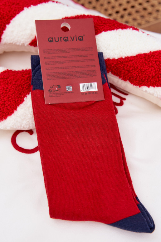 Skarpety  Christmas Santa ClausOkularach raudonos-tamsiai mėlynos spalvos