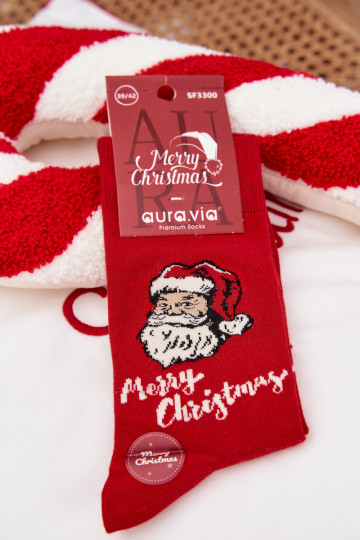 Skarpety  Christmas Su Kalėdų seneliu Merry Christmas raudonos spalvos