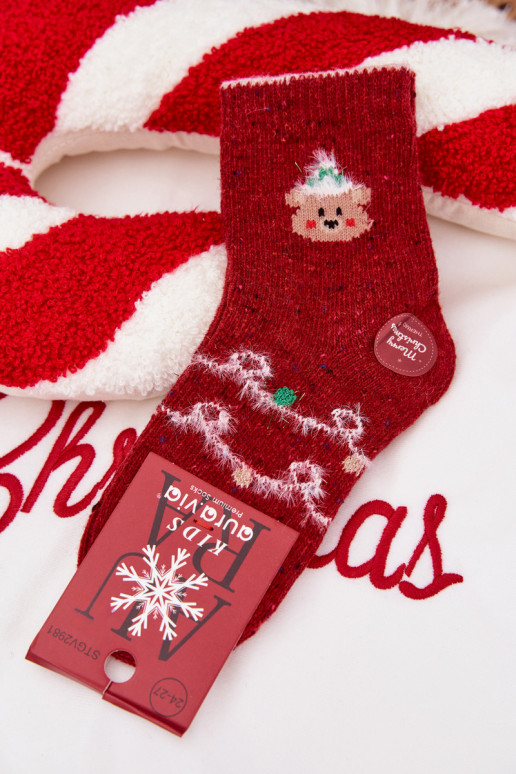 Vaikiški Christmas Kojinės  Wełna su alpakomis raudonos spalvos