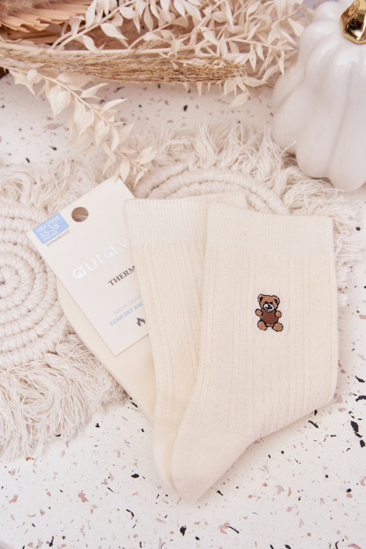 šilti Kojinės   Meškiukai dramblio kaulo spalvos