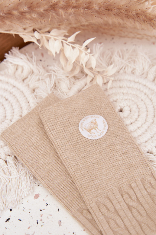 Długie Wełniane Kojinės  smėlio spalvos