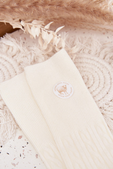 Długie Wełniane Kojinės  dramblio kaulo spalvos