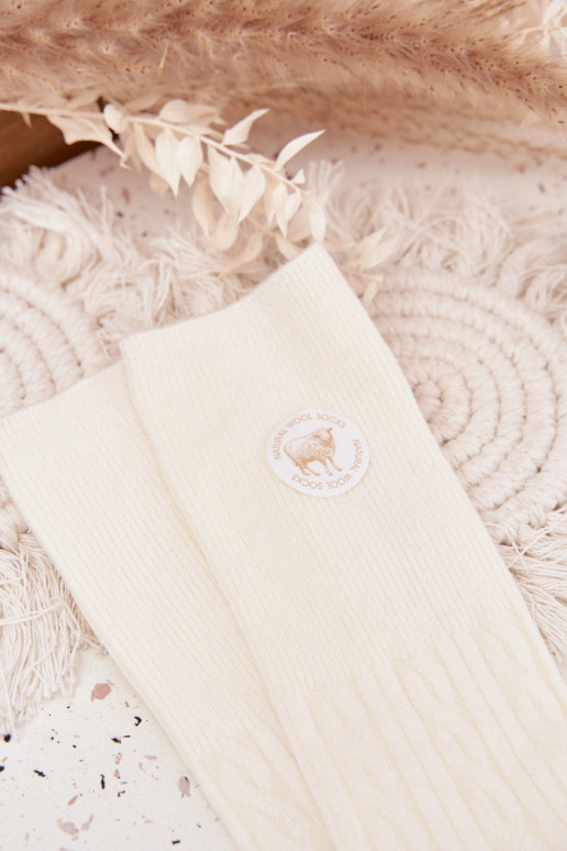 Długie Wełniane Kojinės  dramblio kaulo spalvos