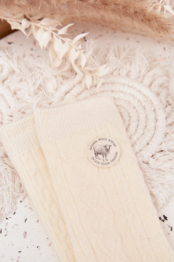 Kojinės  Wełniane dramblio kaulo spalvos