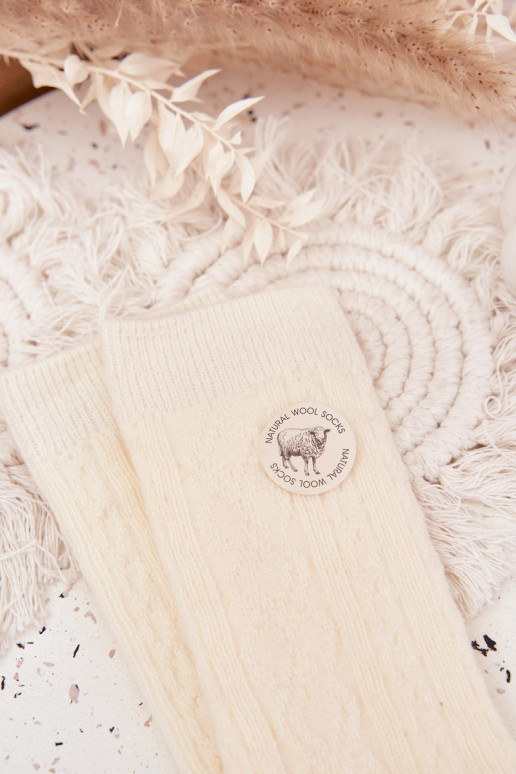 Kojinės  Wełniane dramblio kaulo spalvos