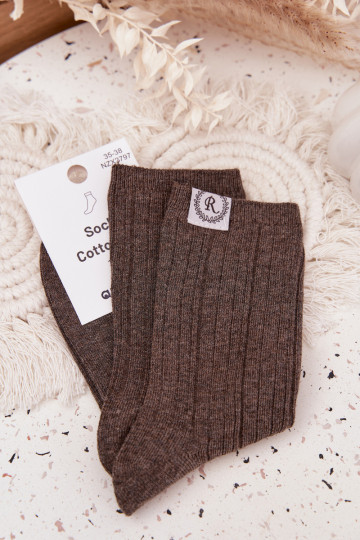 Medvilninės kojinės  su dryžiais  pilkos spalvos 2