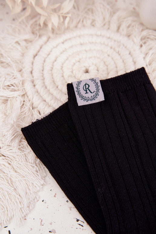 Medvilninės kojinės  su dryžiais  Juodos spalvos