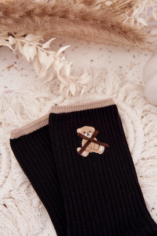 Medvilninės kojinės  su dryžiais  Juodos spalvos