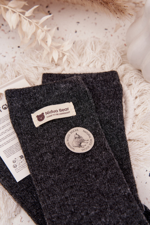 šilti Wełniane Kojinės  Z Naszywką pilkos spalvos