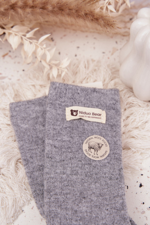 šilti Wełniane Kojinės  Z Naszywką pilkos spalvos