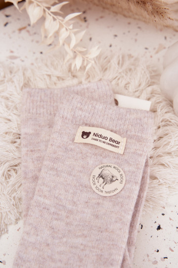šilti Wełniane Kojinės  Z Naszywką smėlio spalvos