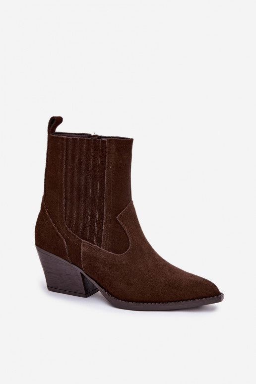 iš zomšos kaubojiško stiliaus aulinukai  su kulniukais pašiltinti Czekoladowe Dylira