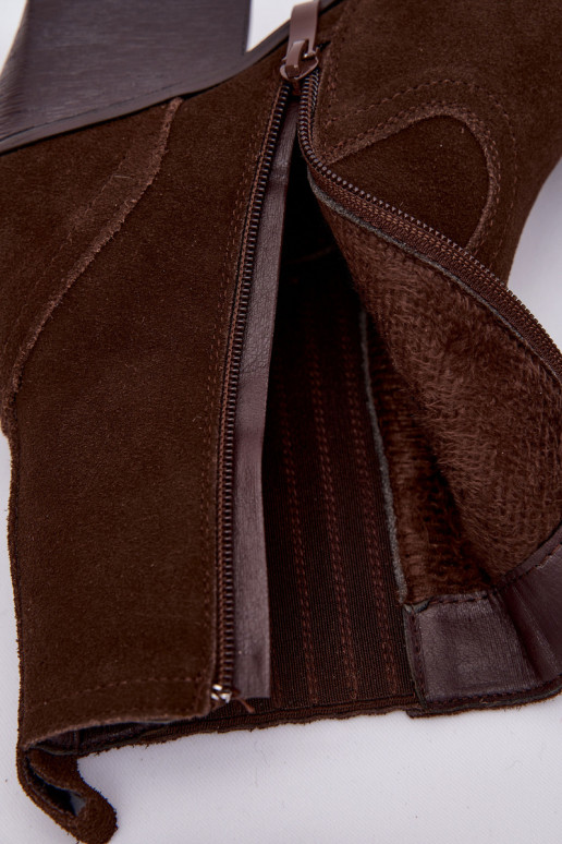 iš zomšos kaubojiško stiliaus aulinukai  su kulniukais pašiltinti Czekoladowe Dylira