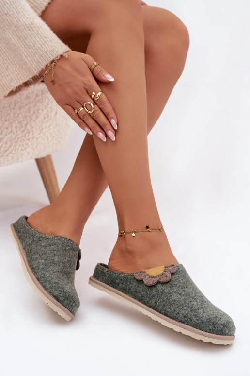 Šlepetės  su gėlėmis Inblu CS000043 žalios spalvos