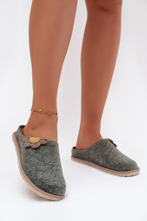 Šlepetės  su gėlėmis Inblu CS000043 žalios spalvos