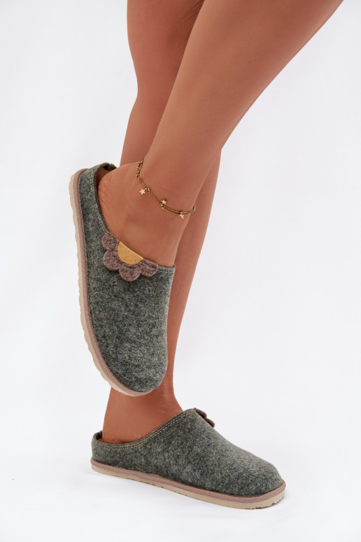 Šlepetės  su gėlėmis Inblu CS000043 žalios spalvos