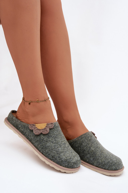 Šlepetės  su gėlėmis Inblu CS000043 žalios spalvos