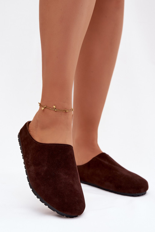 Šlepetės  Z iš eko zomšosu Czekoladowe Kalvess