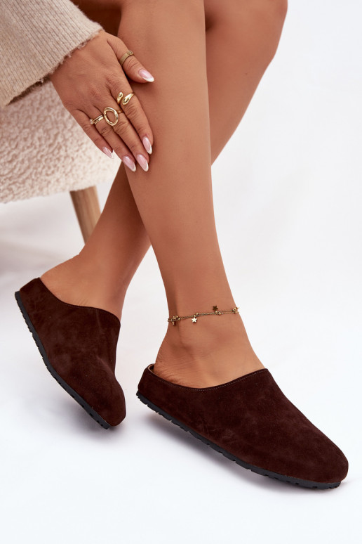 Šlepetės  Z iš eko zomšosu Czekoladowe Kalvess