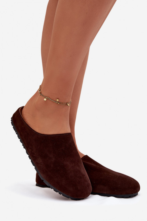 Šlepetės  Z iš eko zomšosu Czekoladowe Kalvess