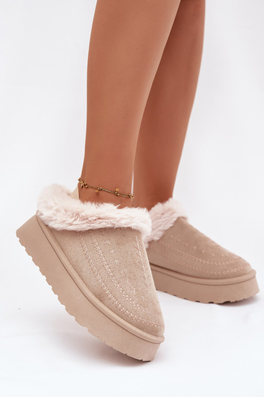 sniego batai  su platforma su kailiuku I Przeszyciami dramblio kaulo spalvos Arelina