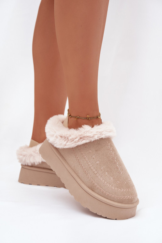 sniego batai  su platforma su kailiuku I Przeszyciami dramblio kaulo spalvos Arelina