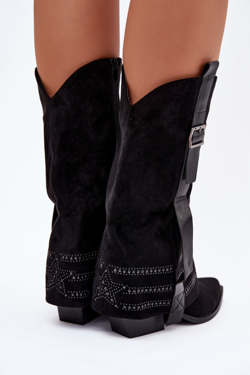 ilgaauliai batai kaubojiško stiliaus   I su sagtimis Juodos spalvos Camilora