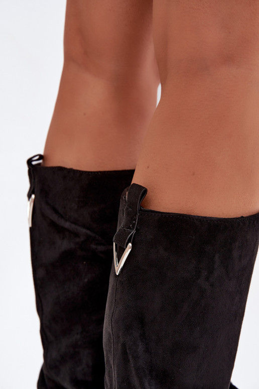 Šilti ilgaauliai batai Įsispiriamo modelio su rauktu auliuku Juodos spalvos Ilvessa