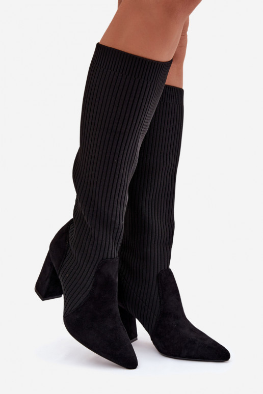 moteriški ilgaauliai batai su kulniukais Juodos spalvos Yserine