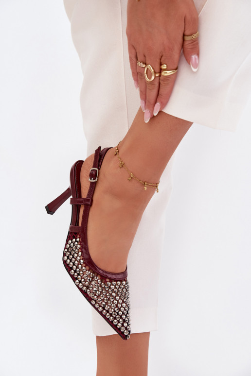 aukštakulniai bateliai su kniedėmis bordo spalvos Selinna