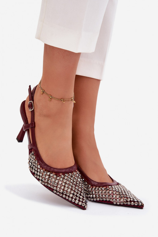 aukštakulniai bateliai su kniedėmis bordo spalvos Selinna