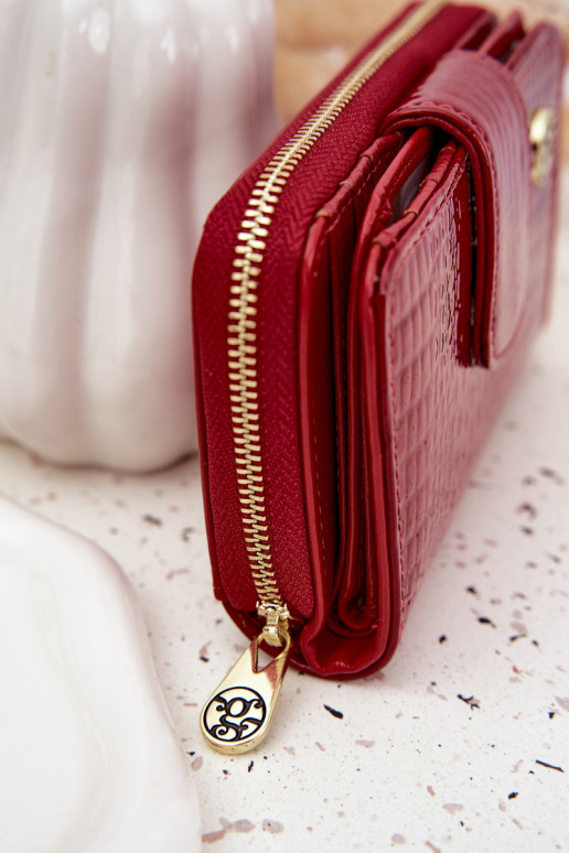 lakuota Moteriška piniginė su įspaudu raudonos spalvos Rivonna