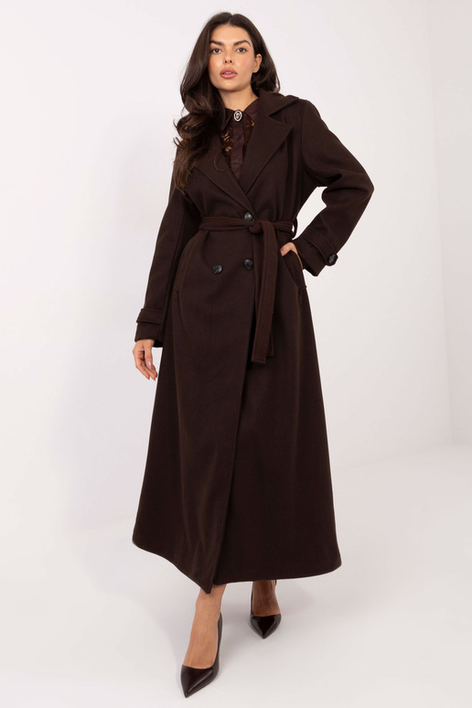 Ilgas paltas tamsiai rudas