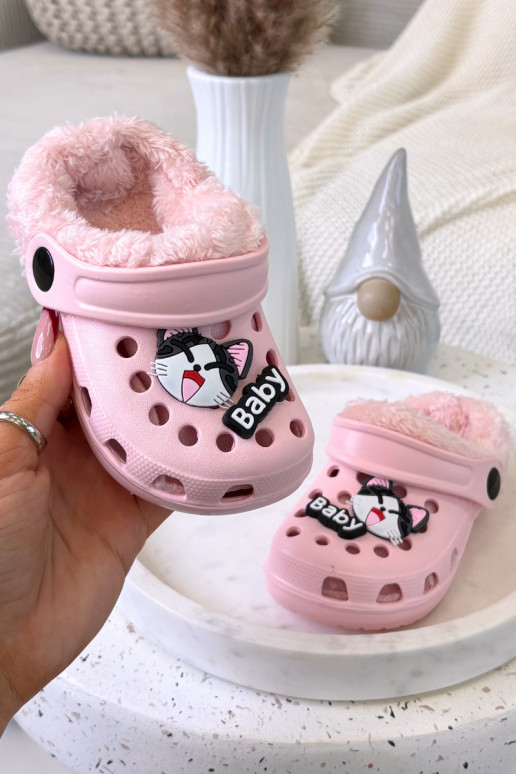 Vaikiškos šiltos šlepetės su kailiuku viduje, rožinės spalvos „Cerelle"