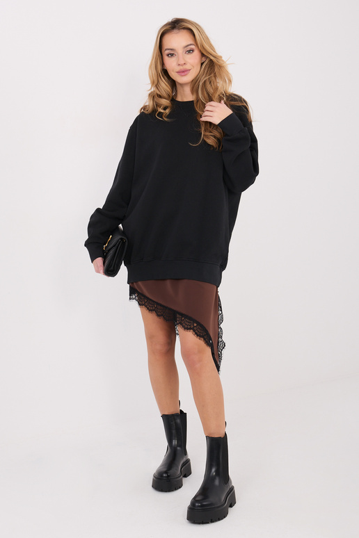 Mėlynas džemperis su kapišonu juodas