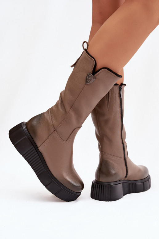 Zazoo 70121    ilgaauliai batai  smėlio spalvos