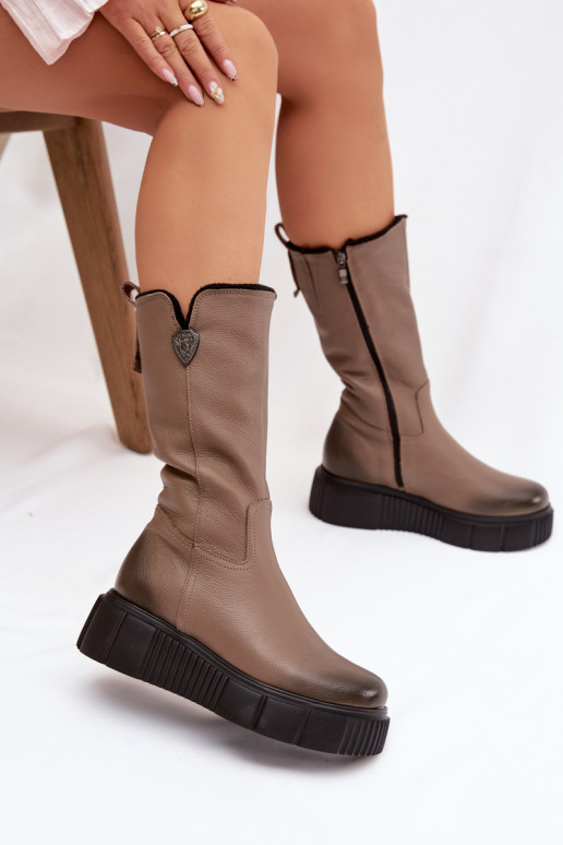 Zazoo 70121    ilgaauliai batai  smėlio spalvos