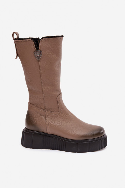 Zazoo 70121    ilgaauliai batai  smėlio spalvos