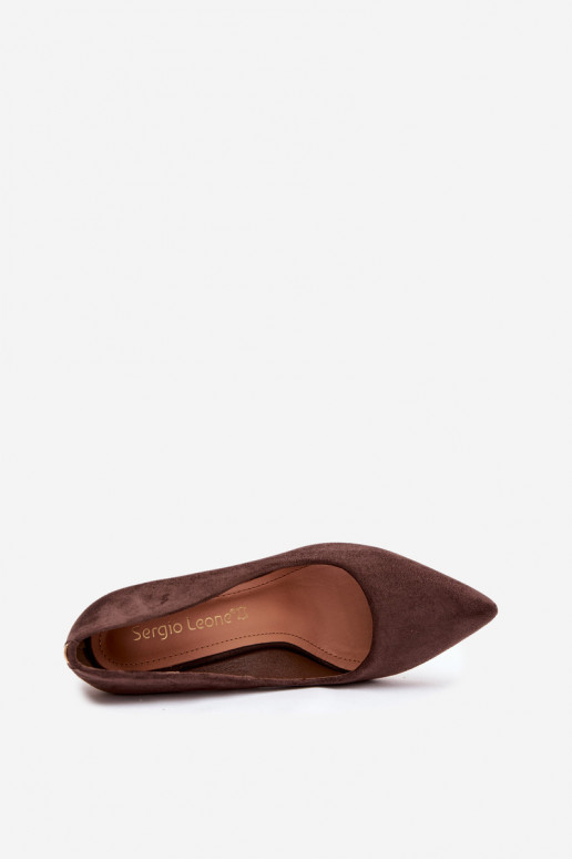 Zomšiniai bateliai su kulniukais Sergio Leone PB216 Czekoladowe