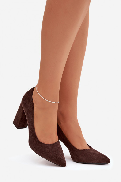 Zomšiniai bateliai su kulniukais Sergio Leone PB216 Czekoladowe