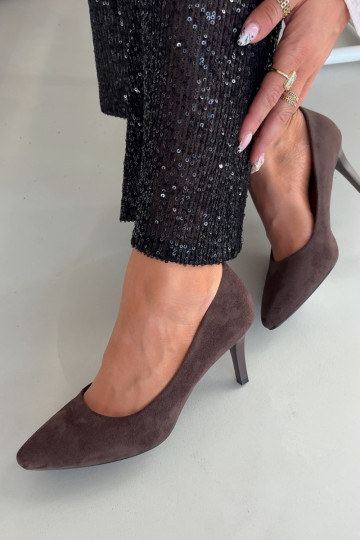 aukštakulniai bateliai iš eko zomšosowe Sergio Leone 1336 Czekoladowe