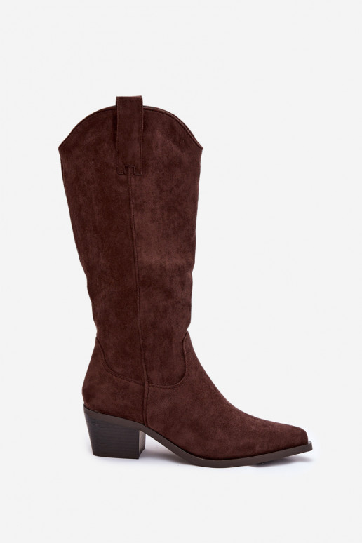 ilgaauliai batai kaubojiško stiliaus  Czekoladowe Jazelle