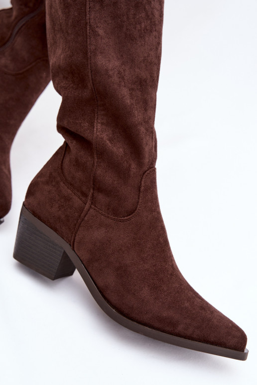 ilgaauliai batai kaubojiško stiliaus  Czekoladowe Jazelle