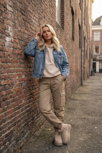 sniego batai  Z Naturalnego Zamszu smėlio spalvos Mairene