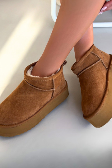 sniego batai  Z Naturalnego Zamszu rudos spalvos Mairene 2