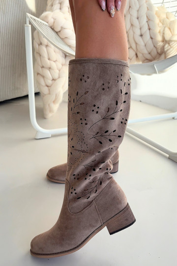 su aužūro elementais moteriški ilgaauliai batai  chaki spalvos Helinna 2