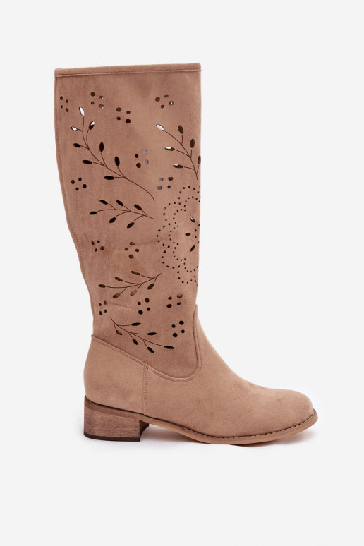 su aužūro elementais moteriški ilgaauliai batai  chaki spalvos Helinna