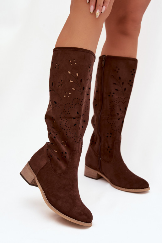 su aužūro elementais moteriški ilgaauliai batai  Czekoladowe Helinna